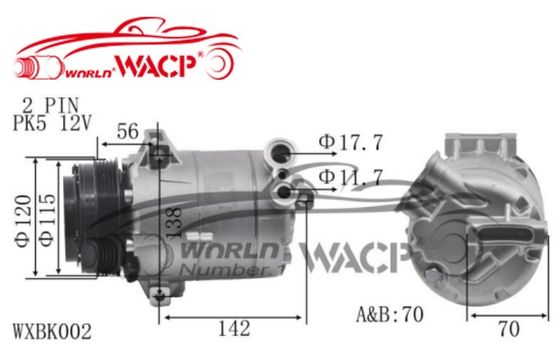 PXE16 5PK Compressor met variabele verplaatsing voor Buick Lacrosse 2.4 WXBK002