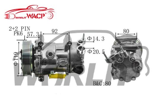 RC.600.082 Auto Air C Compressor Voor SD6C12 CITROEN C4 C4 LOUNGE ADAPTAÇÃO PEUGEOT 307/208 WXPG009